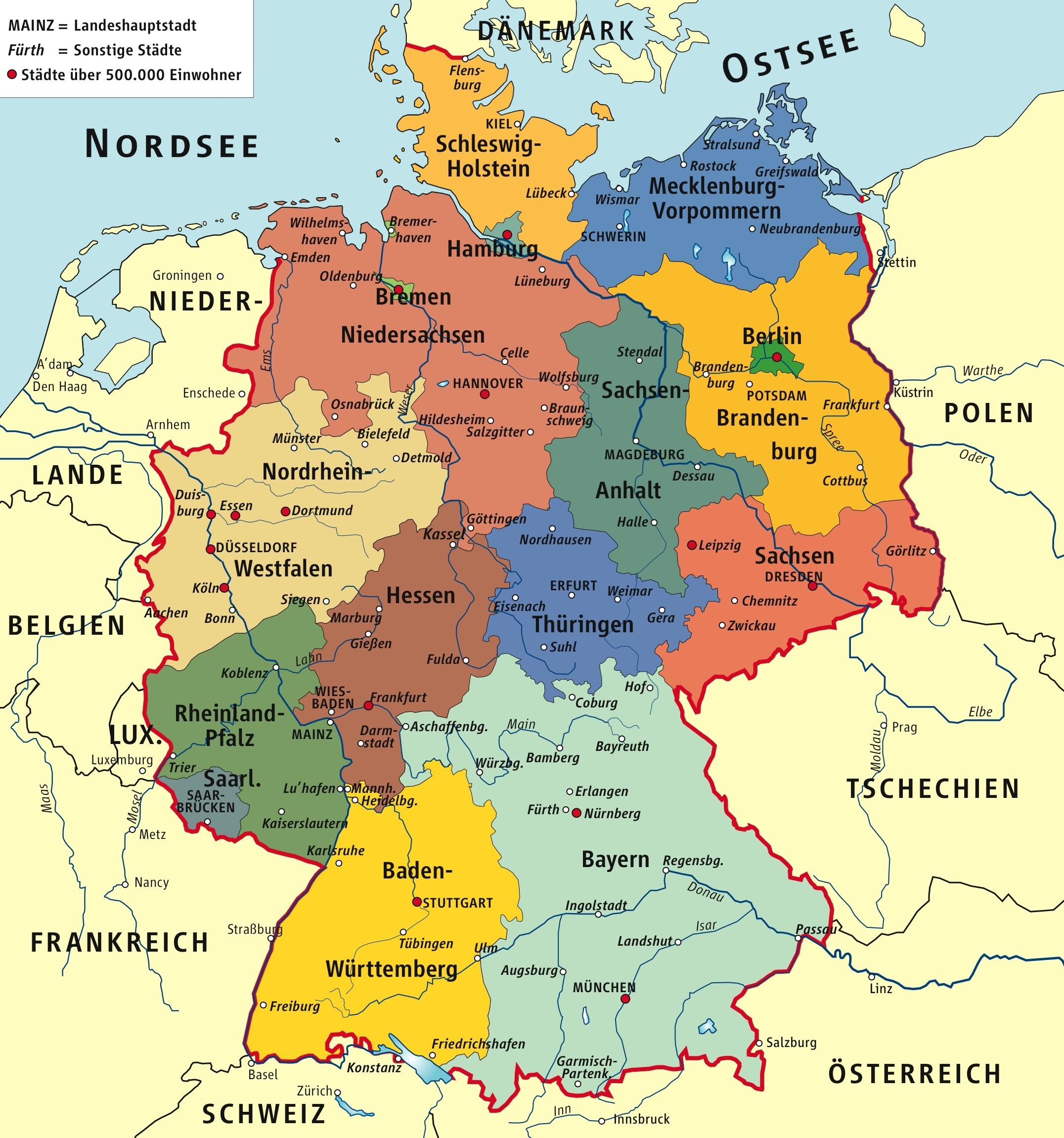 Mapa Regional Germany Mideast Carte regionali 