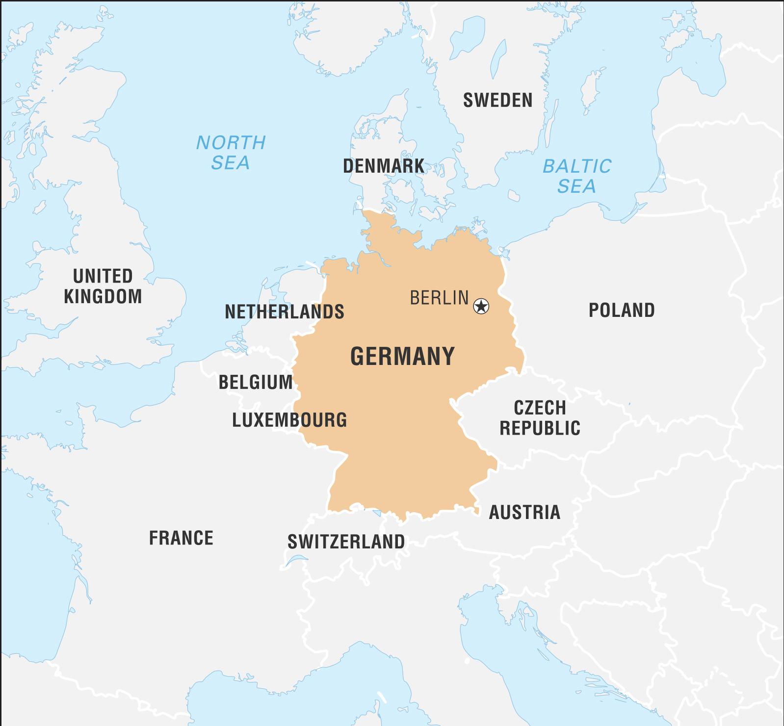 Map Of Germany And Bordering Countries - Map of world