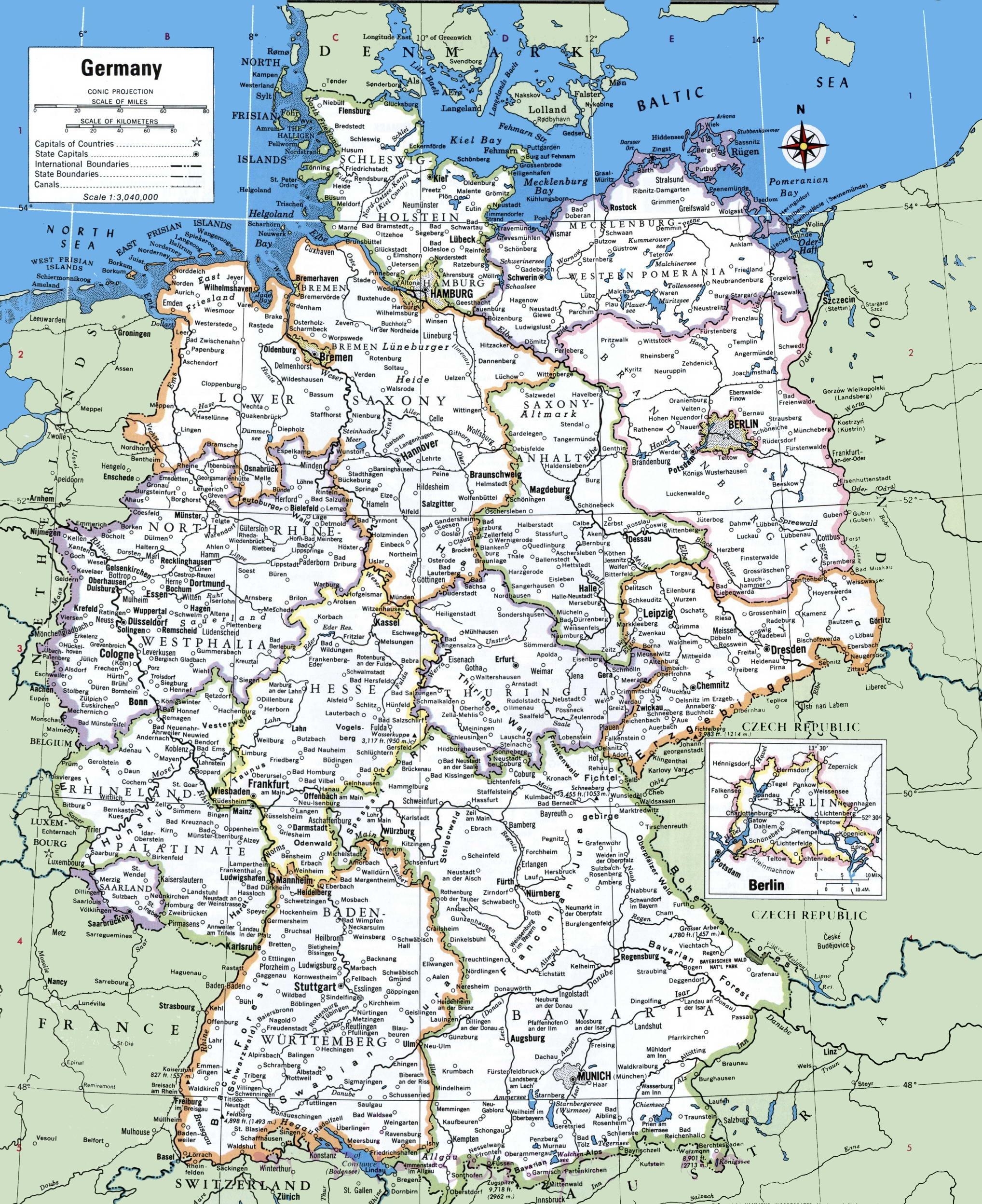 Printable Map Of Germany With Cities And Towns - Teri Abigael