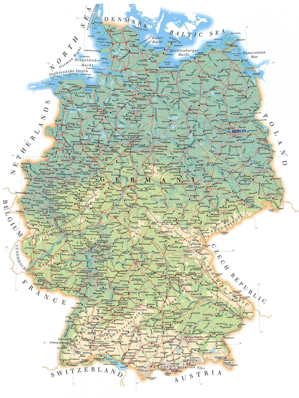 Germany altitude map