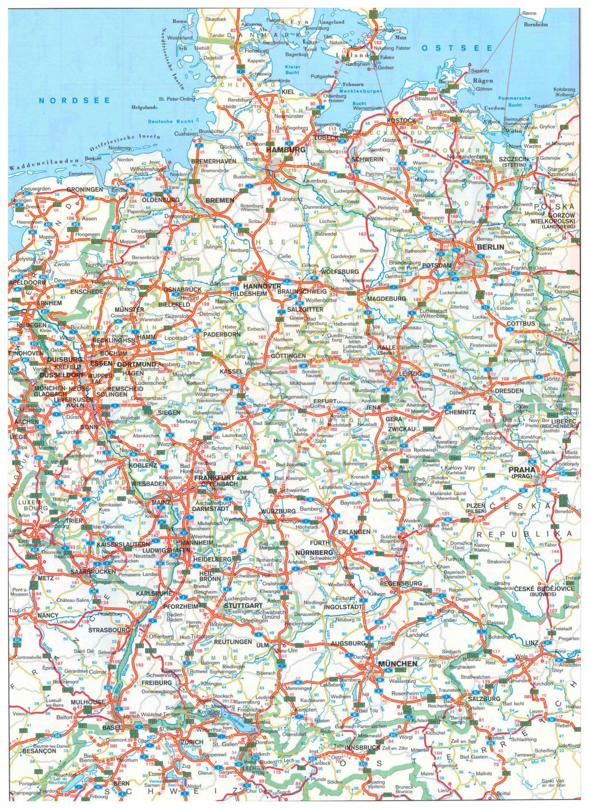 Driving map of Germany