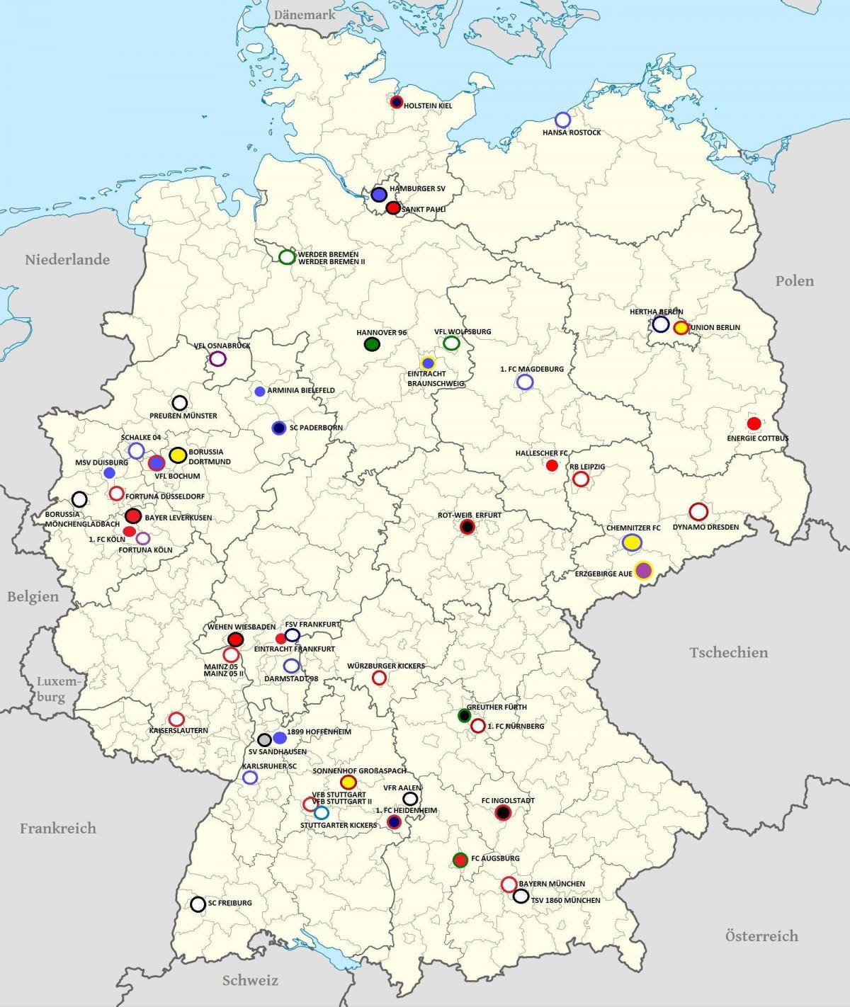 stadiums map of Germany