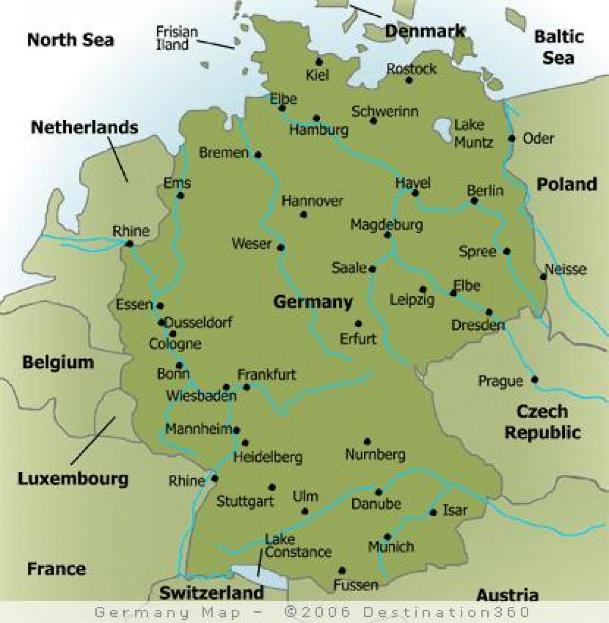 Map of Germany with main cities